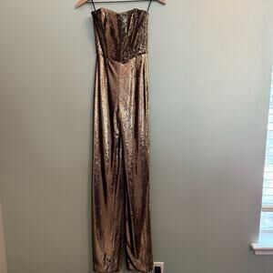 new dress the population lasr sequin strapless jumpsuit size xs